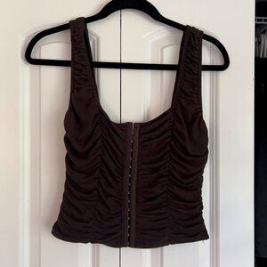 Brown Ruched Tank Top